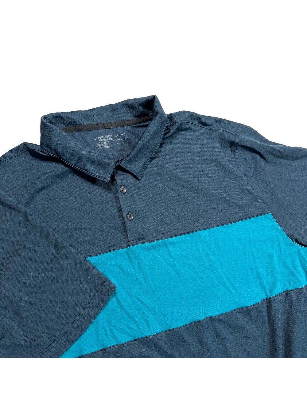 Nike Golf Dri-Fit Men's Polo Short Sleeve Shirt Navy/Teal Size XXL Regular Fit